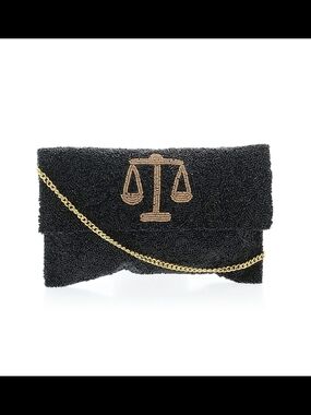 Black Beaded Women In Law Clutch with Gold Chain Lawyer Judge Justice